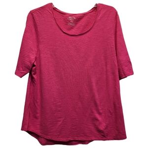 Chico's Relaxed Deep Pink 3/4 Sleeve Tee - Size 2 (L)